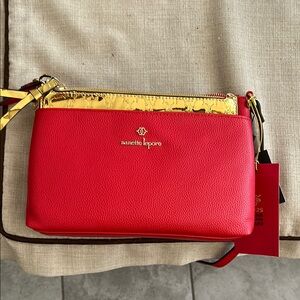 Nanette Lepore Mirabel CB Organizer Red and Gold Women's Bag NWT w snake charm
